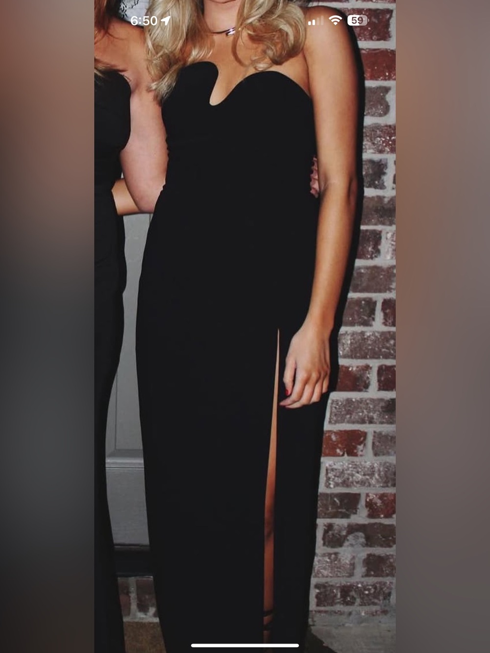 Amanda Uprichard Black Strapless Maxi Dress with High Side Slit